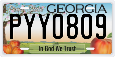 GA license plate PYY0809