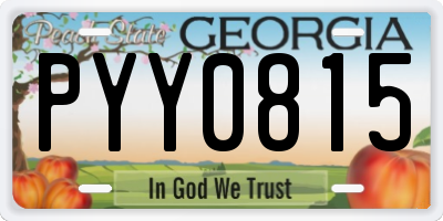 GA license plate PYY0815