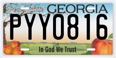 GA license plate PYY0816