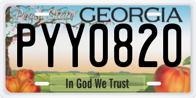 GA license plate PYY0820