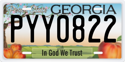 GA license plate PYY0822
