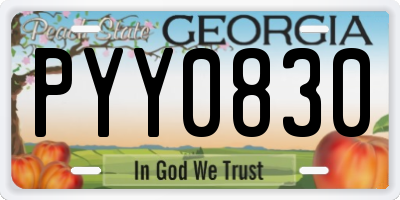 GA license plate PYY0830