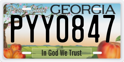 GA license plate PYY0847