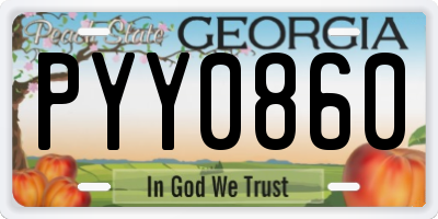 GA license plate PYY0860