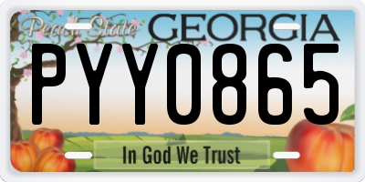 GA license plate PYY0865