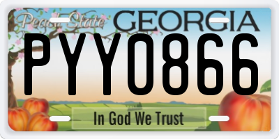 GA license plate PYY0866