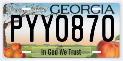 GA license plate PYY0870