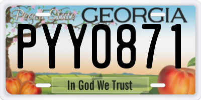 GA license plate PYY0871