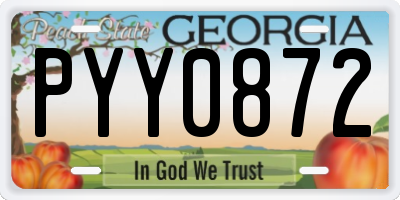 GA license plate PYY0872