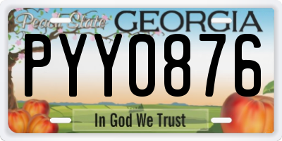 GA license plate PYY0876