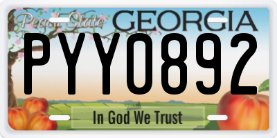 GA license plate PYY0892