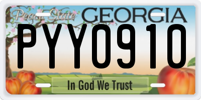 GA license plate PYY0910