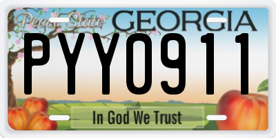 GA license plate PYY0911