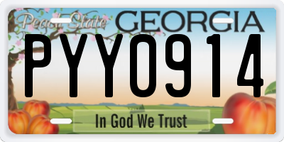 GA license plate PYY0914