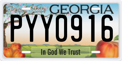 GA license plate PYY0916