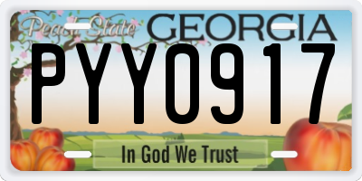 GA license plate PYY0917