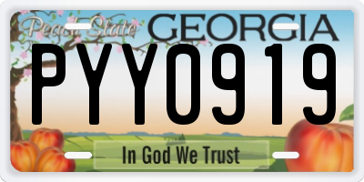 GA license plate PYY0919