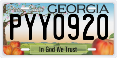 GA license plate PYY0920
