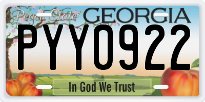 GA license plate PYY0922