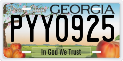 GA license plate PYY0925