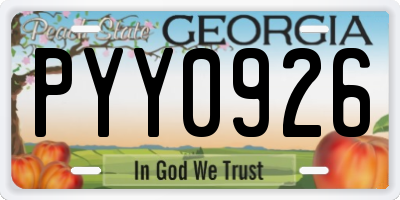 GA license plate PYY0926