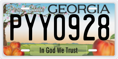 GA license plate PYY0928