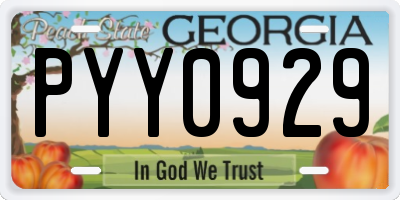 GA license plate PYY0929