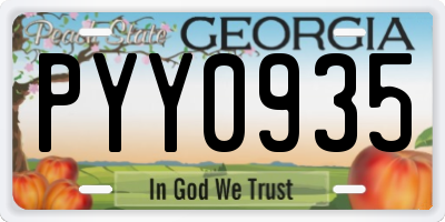 GA license plate PYY0935
