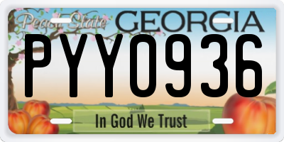 GA license plate PYY0936