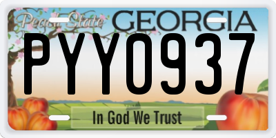 GA license plate PYY0937