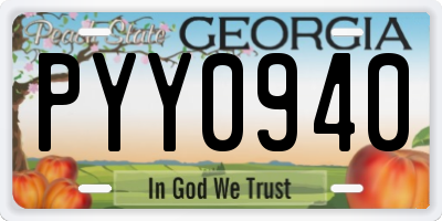 GA license plate PYY0940