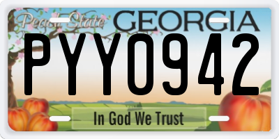 GA license plate PYY0942