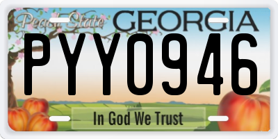 GA license plate PYY0946