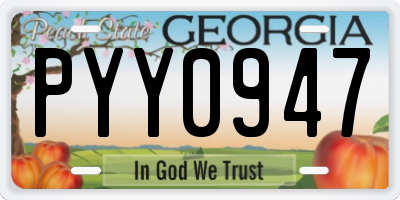GA license plate PYY0947