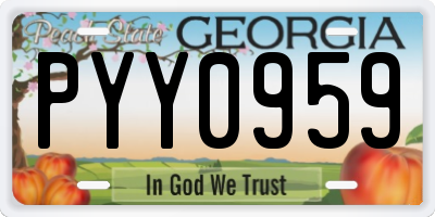 GA license plate PYY0959