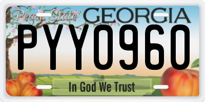 GA license plate PYY0960