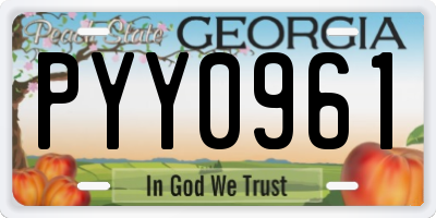 GA license plate PYY0961