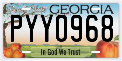 GA license plate PYY0968