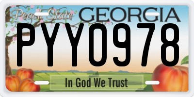 GA license plate PYY0978