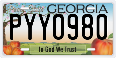 GA license plate PYY0980