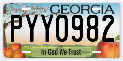 GA license plate PYY0982