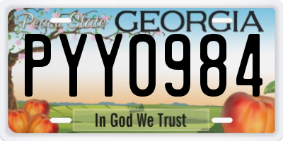 GA license plate PYY0984