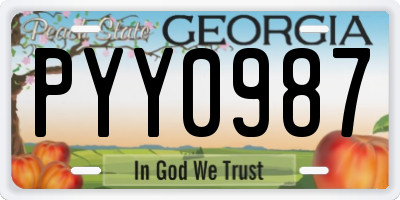 GA license plate PYY0987