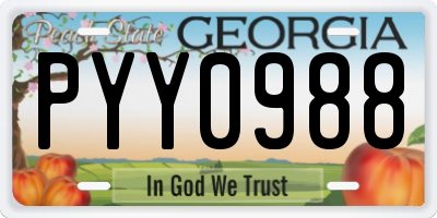 GA license plate PYY0988