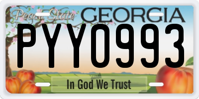 GA license plate PYY0993
