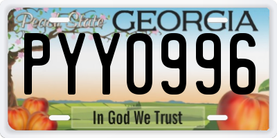 GA license plate PYY0996
