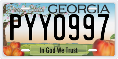 GA license plate PYY0997