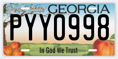 GA license plate PYY0998