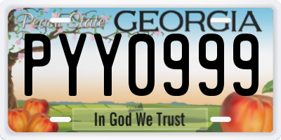 GA license plate PYY0999