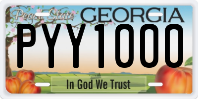 GA license plate PYY1000